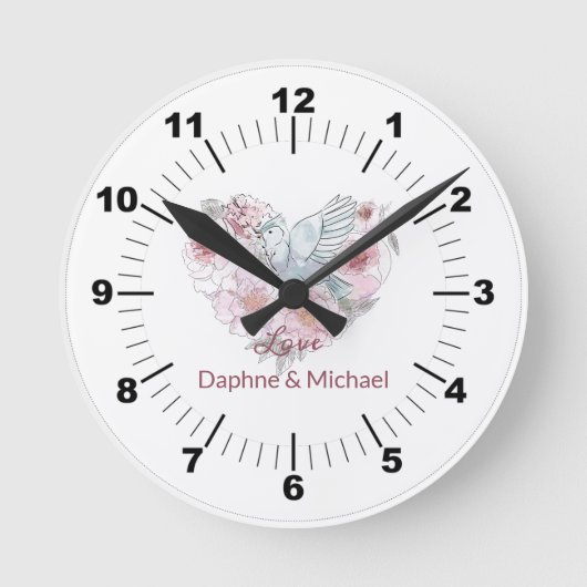 Elegant Roze Roze Modern Chic Heart Script Ronde Klok (Voorkant)