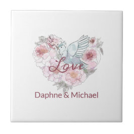 Elegant Roze Roze Modern Chic Heart Script Tegeltje