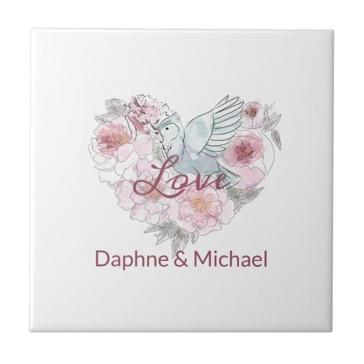 Elegant Roze Roze Modern Chic Heart Script Tegeltje (Voorkant)