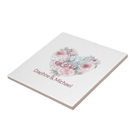 Elegant Roze Roze Modern Chic Heart Script Tegeltje