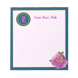 Elegant roze roze monogram script notitieblok