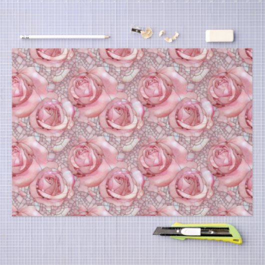 Elegant Roze Roze Mozaïek Patroon Verjaardag Tissuepapier (Craft)