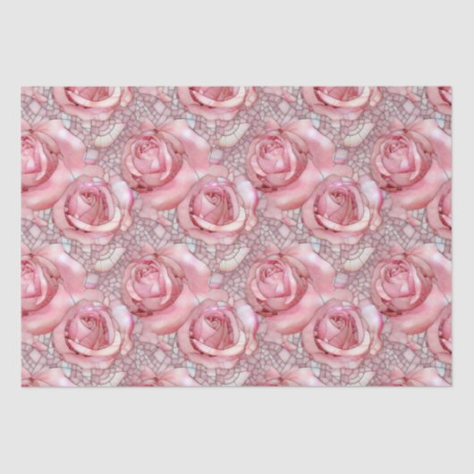 Elegant Roze Roze Mozaïek Patroon Verjaardag Tissuepapier (Voorkant)