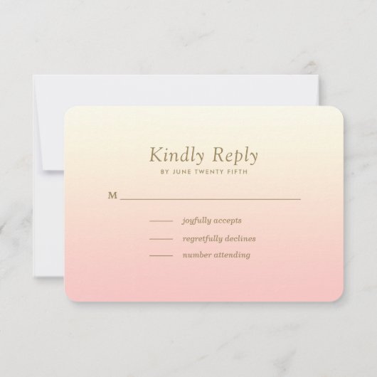Elegant roze roze ontwerp Aangepaste RSVP-kaarten RSVP Kaartje (Achterkant)