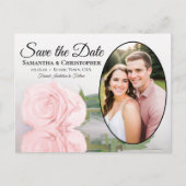 Elegant roze roze ovaal fotohuwelijk sparen de dat aankondigingskaart (Voorkant)