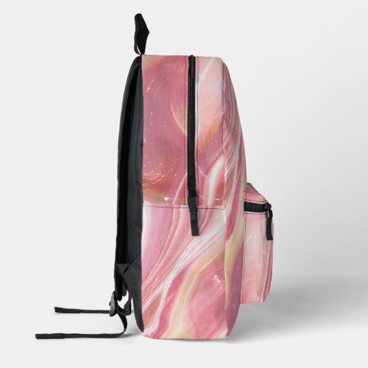 Elegant Roze Roze Perzik Marmer Met Initiaal Bedrukte Rugzak (Links)