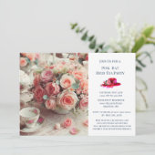 Elegant Roze Roze Pet Thema Tea Party Kaart (Staand voorkant)