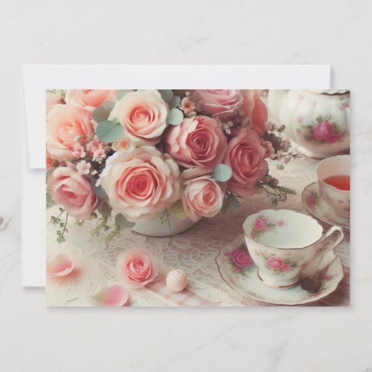 Elegant Roze Roze Pet Thema Tea Party Kaart (Achterkant)