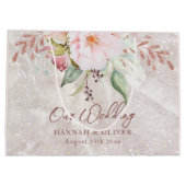 Elegant Roze Roze Pioen Bloemen Huwelijkscadeau Groot Cadeauzakje (Achterkant)