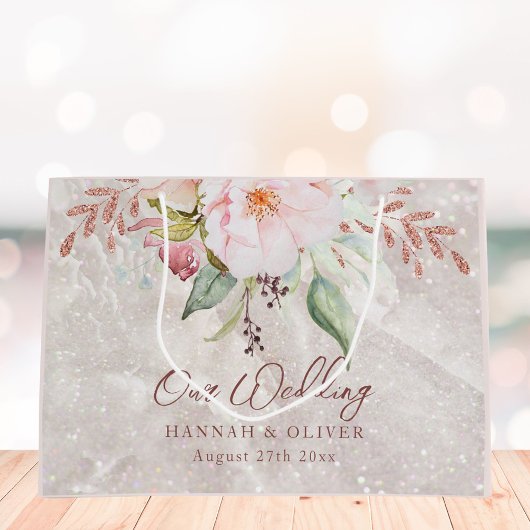 Elegant Roze Roze Pioen Bloemen Huwelijkscadeau Groot Cadeauzakje