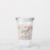 Elegant Roze Roze Pioen Bloemen Marmer Acryl Drinkbeker (Voorkant)