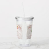 Elegant Roze Roze Pioen Bloemen Marmer Acryl Drinkbeker (Links)