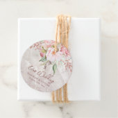 Elegant Roze Roze Pioen Bloemen Marmer Bruiloft Bedankjes Labels (In situ)