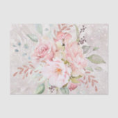 Elegant Roze Roze Pioen Bloemen Marmer Glitter Tissuepapier (Voorkant)