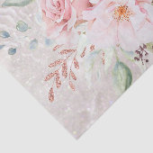 Elegant Roze Roze Pioen Bloemen Marmer Glitter Tissuepapier (Detail)