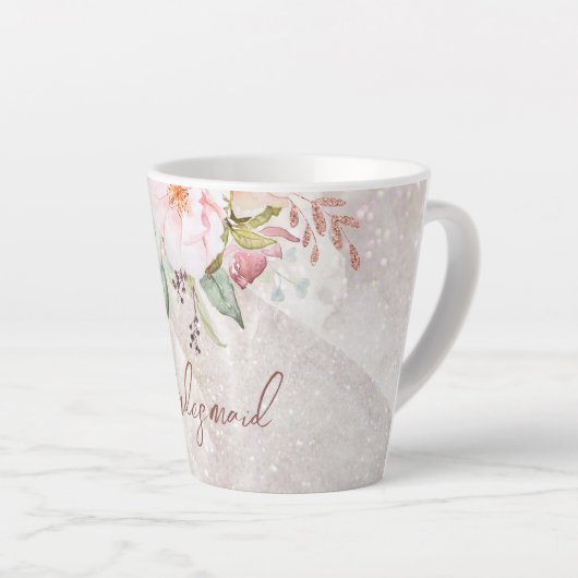 Elegant Roze Roze Pioen Bloemen Marmer Latte Mok (Rechterhoek)