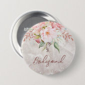 Elegant Roze Roze Pioen Bloemen Marmer Ronde Button 7,6 Cm (Voorkant /achterkant)