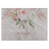 Elegant Roze Roze Pioen Bloemen Marmer Snijplank (Voorkant)