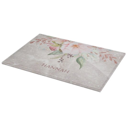 Elegant Roze Roze Pioen Bloemen Marmer Snijplank (Hoek)