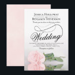 Elegant roze roze reflectie Romantic Weddenschap Kaart<br><div class="desc">Deze prachtige trouwuitnodiging bevat een prachtige foto van een enkele lange, gesteentegde roze roze roze roze roze roze roze roze roze roos die aan de zijkant staat te reflecteren in een poel water met golven en rimpels. Het ontwerp kenmerkt een fancy kalligrafiemanuscript met een lange krullstaart die het zowel modern...</div>