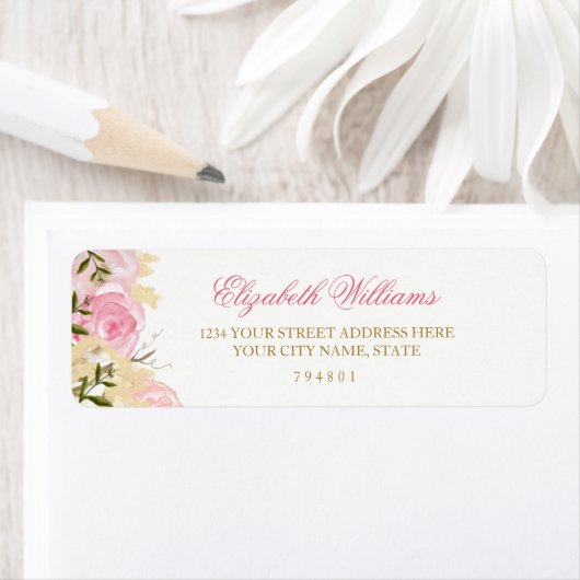 Elegant Roze Roze retour adreslabel Etiket (Insitu)