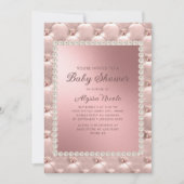 Elegant roze roze rode witte parels Baby shower in Kaart (Voorkant)