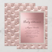 Elegant roze roze rode witte parels Baby shower in Kaart (Voorkant / Achterkant)