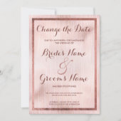 Elegant roze roze roodbruine borstels Datum Kaart (Voorkant)