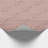 Elegant roze roze roodbruine kerstboom cadeaupapier (Hoek)