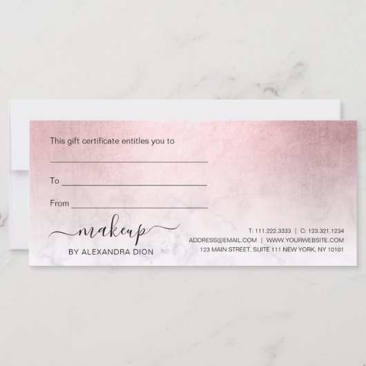 Elegant roze roze roodbruine marmer make-up kunste (Achterkant)