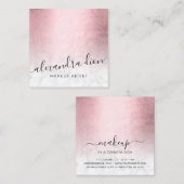 Elegant roze roze roodbruine marmer make-up kunste vierkante visitekaartje (Voorkant / Achterkant)