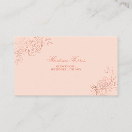 Elegant roze roze roodbruine schets informatiekaartje (Achterkant)