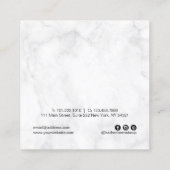 Elegant roze roze roos goud glitter witte marmer m vierkante visitekaartje (Achterkant)