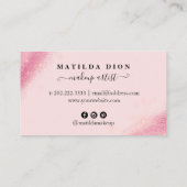 Elegant roze roze roos goudglitter make-up artiest visitekaartje (Achterkant)