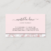 Elegant roze roze roos goudglitter marmer glitter visitekaartje (Achterkant)