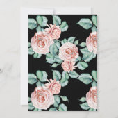 Elegant roze roze roos zwarte flora Birthday Party Kaart (Achterkant)