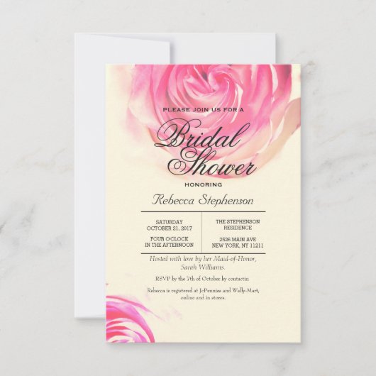 Elegant roze roze roze afdrukken kaart (Voorkant)