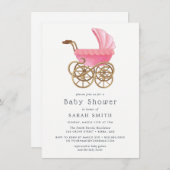 Elegant roze roze roze Baby shower uitnodigen Kaart (Voorkant / Achterkant)