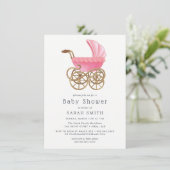 Elegant roze roze roze Baby shower uitnodigen Kaart (Staand voorkant)