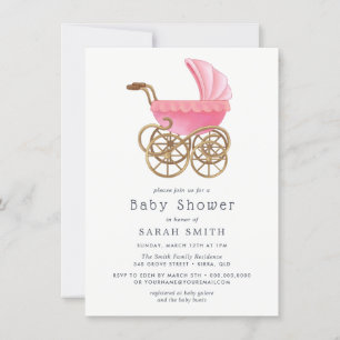 Elegant roze roze roze  Baby shower uitnodigen Kaart