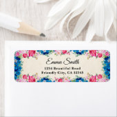 Elegant roze roze roze blauw terugzendadres label (Insitu)