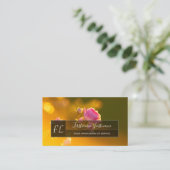 Elegant roze roze roze bloesem grijze rechthoek mo visitekaartje (Staand voorkant)