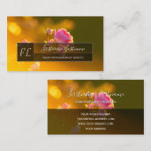 Elegant roze roze roze bloesem grijze rechthoek mo visitekaartje (Voorkant / Achterkant)