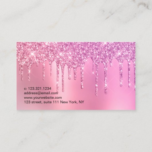 Elegant roze roze roze goudglitter druppelt notari visitekaartje (Achterkant)