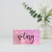 Elegant roze roze roze goudglitter druppelt notari visitekaartje (Staand voorkant)