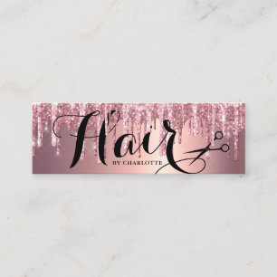 Elegant roze roze roze goudglitter drupt haarstyli mini visitekaartje