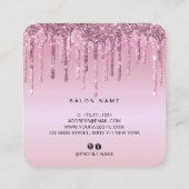 Elegant roze roze roze goudglitter drupt haarstyli vierkante visitekaartje (Achterkant)