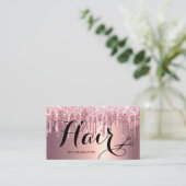 Elegant roze roze roze goudglitter drupt haarstyli visitekaartje (Staand voorkant)