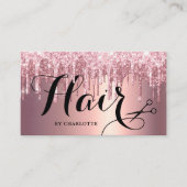 Elegant roze roze roze goudglitter drupt haarstyli visitekaartje (Voorkant)