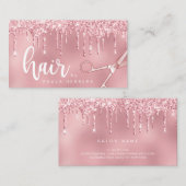 Elegant roze roze roze goudglitter drupt haarstyli visitekaartje (Voorkant / Achterkant)
